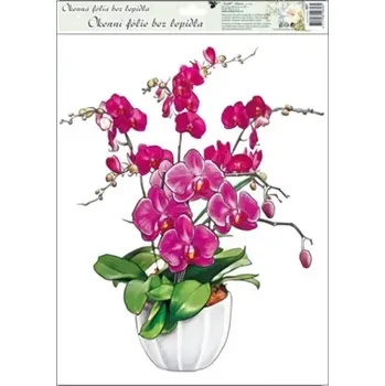 Okenní dekorace Anděl Okenní fólie Orchidej růžová 38 x 30 cm