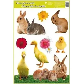 Okenní dekorace Velká okenní fólie velikonoční zajíčci a housata 30 x 42 cm