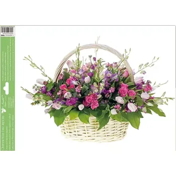 Okenní dekorace Anděl Velká okenní dekorační fólie Luční kvítí s růžemi 42x30cm