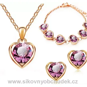 Souprava šperků Fashion Jewelry Souprava náhrdelníku a náušnic srdce růžová