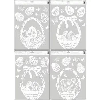 Okenní dekorace Velká okenní dekorační fólie velikonoční košík 30 x 42 cm