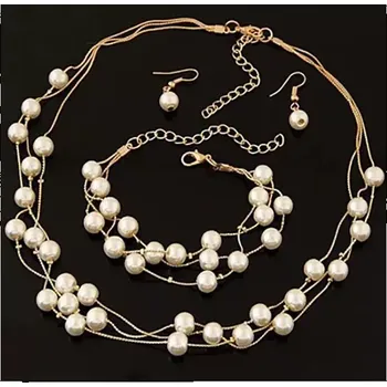 Souprava šperků Fashion Jewelry Souprava perličky zlatá