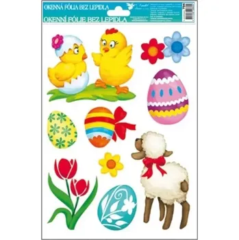 Okenní dekorace Okenní fólie velikonoční s kuřátky 27x20 cm