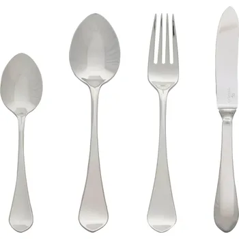 Příbor GREEN GATE Sada nerezových příborů Curved Silver – set 4 ks