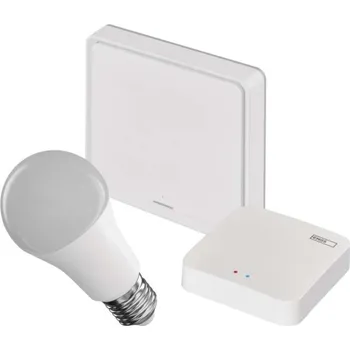Žárovka Sada GoSmart: 1x LED žárovka E27 / 9W / RGB / Zigbee, 1x ovladač scén, 1x ZigBee brána