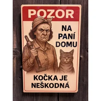 Plechová cedule Plechová cedule Paní domu - kočka