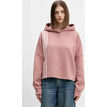 Dámská mikina Mikina adidas Originals 3-Stripes dámská, oranžová barva, s kapucí, s aplikací, JW3601 03A, vel. XL