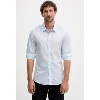 Pánská košile Bavlněná košile Pepe Jeans pánská, modrá barva, slim, s klasickým límcem, PM3090818 50X, vel. S