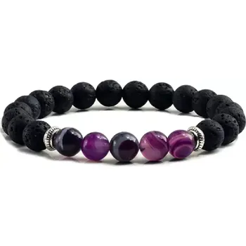 Náramek MiTe Dámský náramek z přírodní lávy Purple Agate