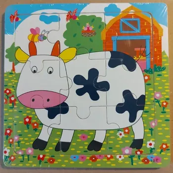 Dřevěná hračka Lamps Dřevěné puzzle Kravička 15x15cm