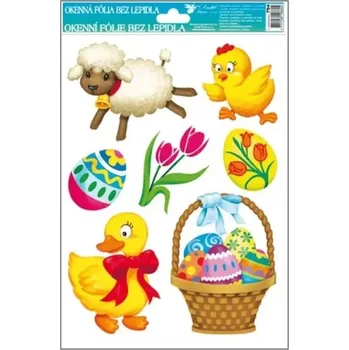 Okenní dekorace Okenní fólie velikonoční s košíkem 27x20 cm