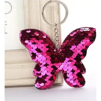 Fally Co. Klíčenka motýl s flitry růžová