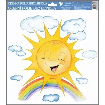 Okenní dekorace Okenní fólie ručně malované sluníčko s duhou 30 x 33,5 cm