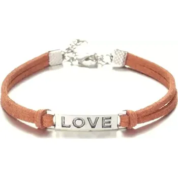 Náramek Bracelya Dámský náramek pro zamilované LOVE hnědý BJ1079-92