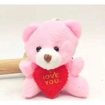 plyšák Plyšový medvídek I love you 6 cm růžový s poutkem