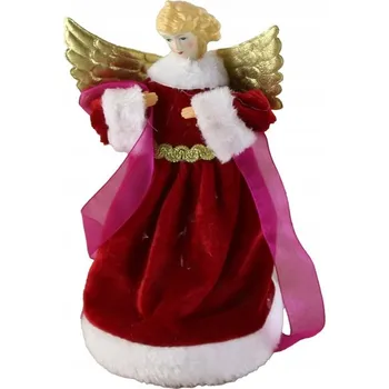 Vánoční ozdoba Špička na vánoční stromeček 23 cm červený anděl