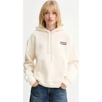 Dámská mikina Mikina Levi's dámská, béžová barva, s kapucí, s potiskem, 004ND 12X, vel. M
