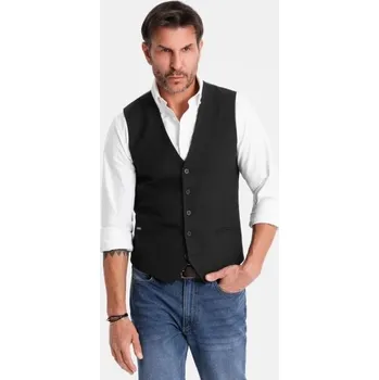 Ombre Clothing Elegantní pánská černá vesta V3 BLZV-0143