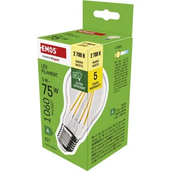 Žárovka EMOS LED žárovka Filament A60 / E27 / 5 W / teplá bílá