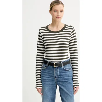 Pánské tričko Bavlněné tričko s dlouhým rukávem Marc O'Polo 5000007074 zelená 77X, vel. L