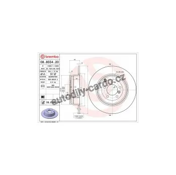 Brzdový kotouč Brzdový kotouč BREMBO 08.8554.20 - LAND ROVER