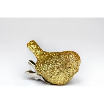 Vánoční ozdoba Zlatý ptáček Bertík, na skřipci, 4 cm