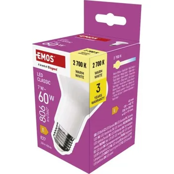 Žárovka EMOS LED žárovka Classic R63 / E27 / 7 W / teplá bílá