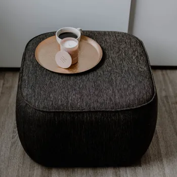 Taburet Hübsch Látkový taburet Cube Pouf Grey