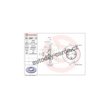 Brzdový kotouč Brzdový kotouč BREMBO 09.5867.10 - SUBARU