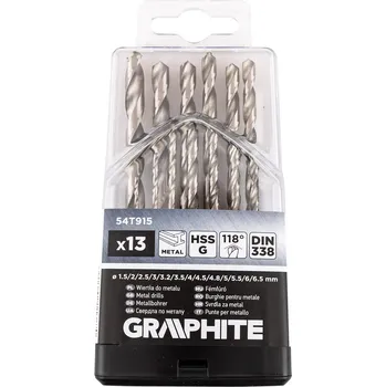 Vrták Graphite Vrtáky do kovu HSS-G, 1,5-6,5 mm, sada 13 ks