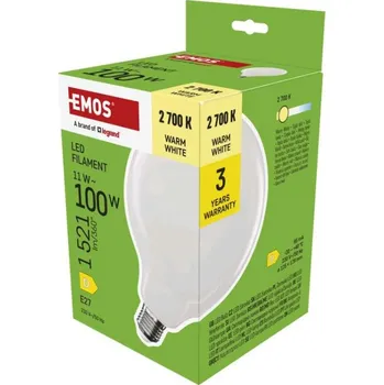 Žárovka EMOS LED žárovka Filament G125, E27, 11 W, 1521 lm, tepl. b.