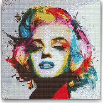 Diamantové malování Vymalujsisam Marilyn Monroe barevný portrét 50x50cm Pouze srolované plátno