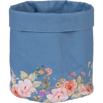 chlebník Modrý bavlněný košík na pečivo s květinovým motivem Floral Fiesta – 15x16 cm