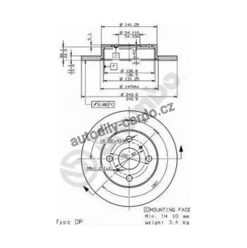 Brzdový kotouč Brzdový kotouč BREMBO 08.3110.10 - TOYOTA