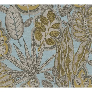 Tapeta A.S. Création | Vliesová tapeta na zeď Famous Garden 39346-4 | 0,53 x 10,05 m | modrá, béžová, hnědá + Modrá, béžová, hnědá vliesová tapeta na stěnu 393464 v rozměru 0,53 x 10,05 m