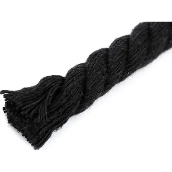 Šňůra na prádlo Bavlněná šňůra kroucená Ø12 mm macrame Varianta: 4 černá, Balení: 10 m