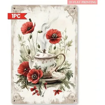 Plechová cedule BAF Plechová vintage cedule Kytice vlčích máků 30 x 20 cm