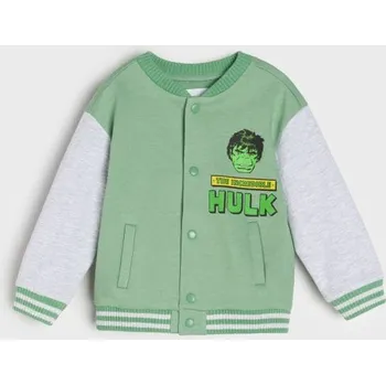 Chlapecká mikina Sinsay - Zapínací mikina s potiskem na zádech Hulk - green spruce - 544EM-75X - 544EM-75X-86