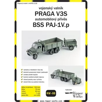Plastikový model Praga V3S vojenský valník s přívěsem BSS PAJ-1V.p