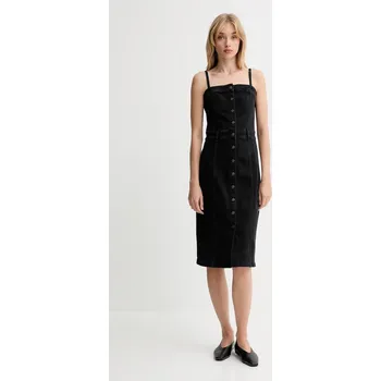 Dámské šaty Džínové šaty Levi's černá barva, midi, přiléhavé, 0002S 0002S.0005 99X, vel. L