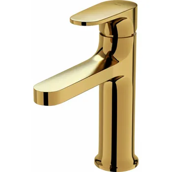 Vodovodní baterie CERSANIT 3D Baterie Cersanit Inverto umyvadlová stojánková, s příslušenstvím, bez výpusti, zlatá / zlatá páka, S951-297 S951-297