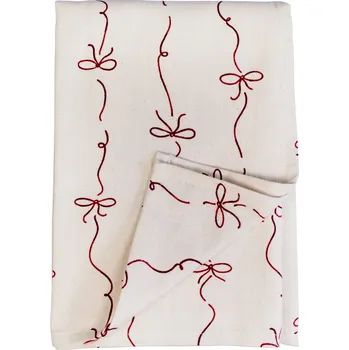 ubrus Strömshaga Bavlněný ubrus Bow White/Red 140 x 240 cm