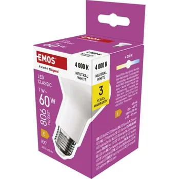 Žárovka EMOS Classic R63 / E27 / 7 W (60 W) / 806 lm / 4000 K