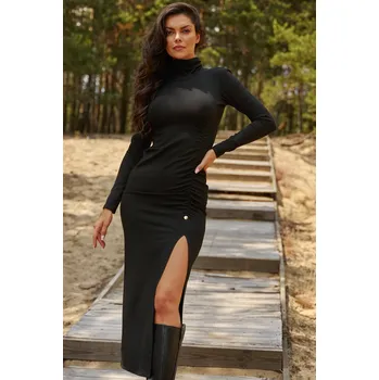 Dámské šaty Černé viskózové maxi šaty NU450 NUMINOU Barva: Černá, Velikost: S