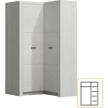 Šatní skříň Skříň rohová policová INFINITY 14 bílý jasan