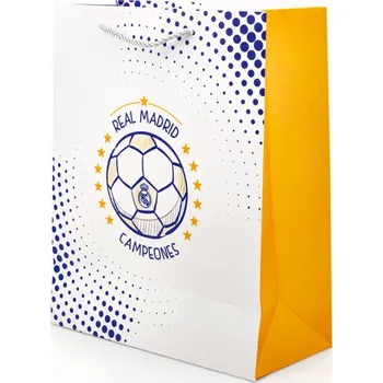 Dárková taška Real Madrid FC Dárková papírová taška Real Madrid, bílá, 30×40×12 cm