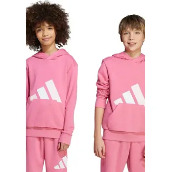 Chlapecká mikina Dětská mikina adidas růžová barva, s kapucí, s potiskem, JV9903 34X, vel. 164