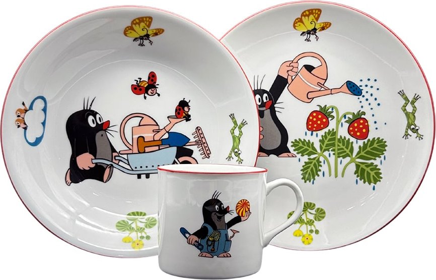 Thun 1794 Dětská porcelánová sada Krtek zahradníkem, THUN 1794, 3 ks
