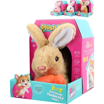 plyšák _Ostatní 1_ PLYŠ Králík zvířátko chodící set s mrkvičkou na baterie Zvuk 3 barvy 147001