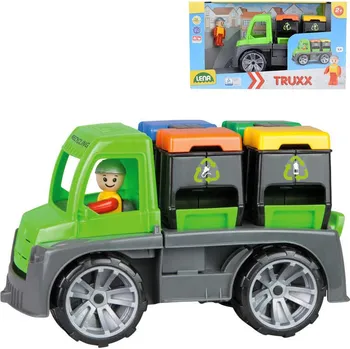 Hra na zahradu LENA Truxx auto svoz tříděného odpadu set se 2 kontejnery a figurkou 4453 ln04453